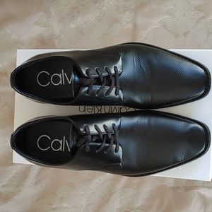 Calvin Klein Ramses Black Textured Oxfords
